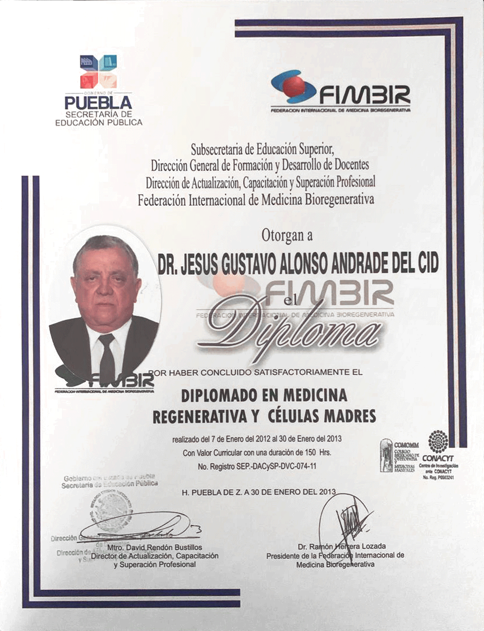 Certificate Stem Cells Therapy CDIBC Baja California Mexico